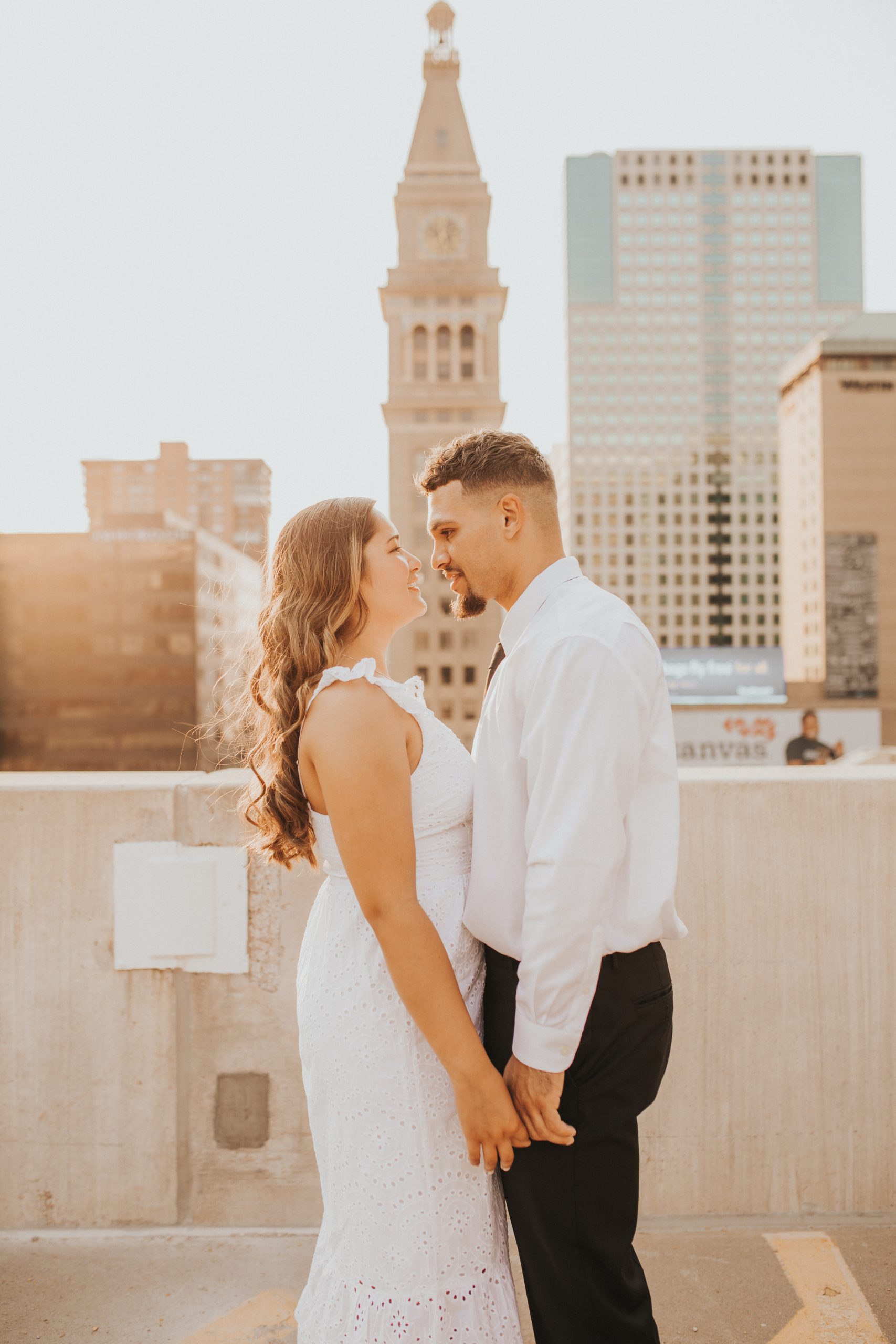 Clock Tower Golden Hour Engagement Session